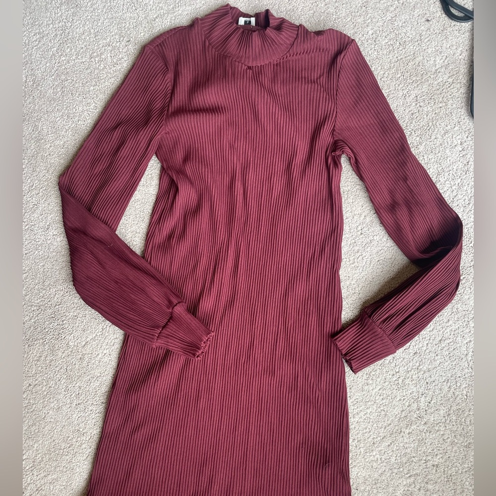 Ribbed Mock-Turtleneck Sweater Dress
